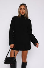 Fireside Long Sleeve Knit Dress Black