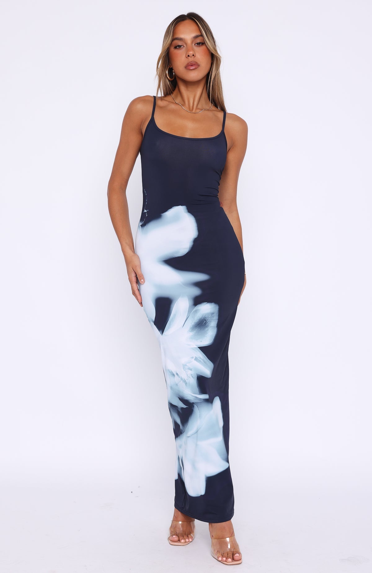 Feeling The Heat Maxi Dress Greyscale Floral | White Fox Boutique