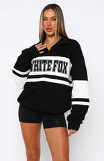 Decade Classics Varsity Zip Front Sweater Black/Grey Marle