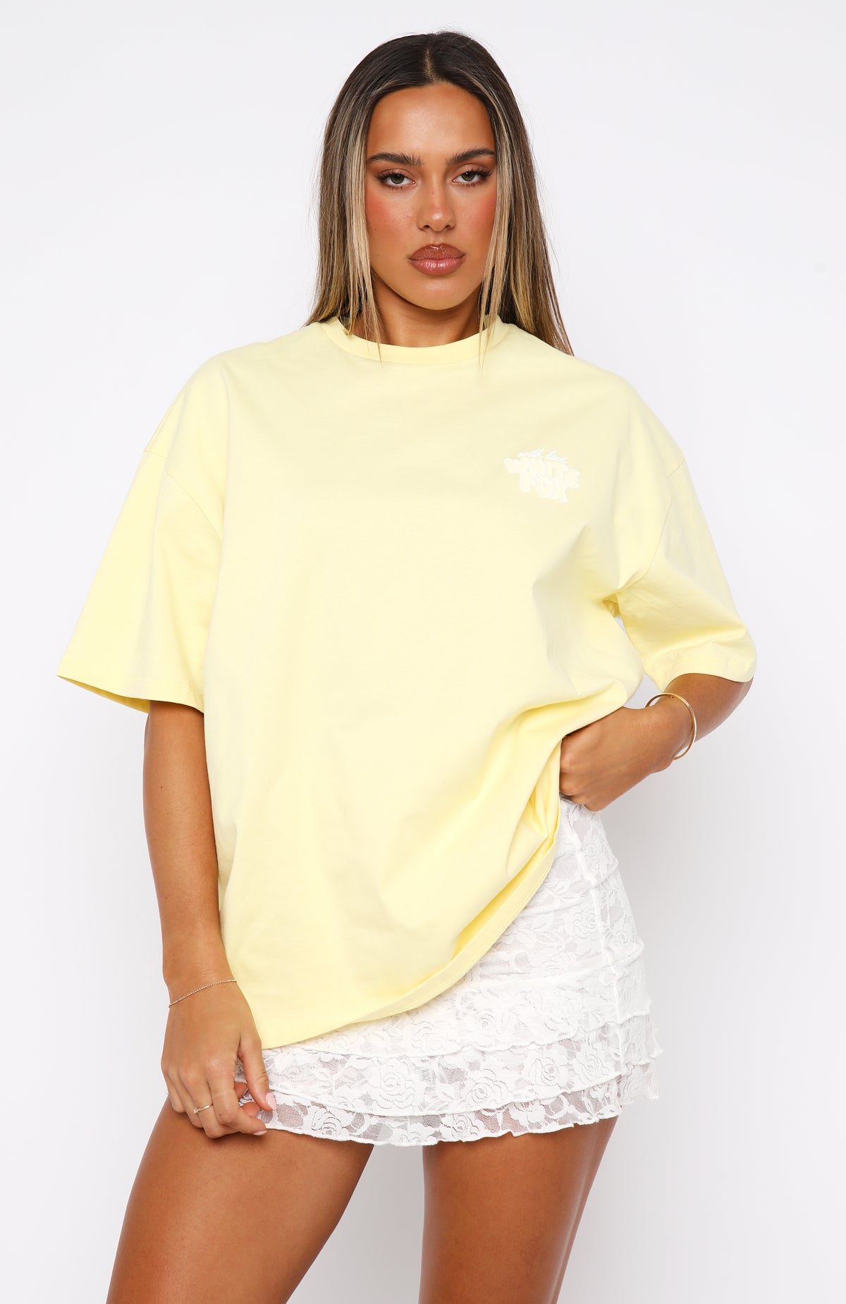 With Love Always Oversized Tee Lemon | White Fox Boutique UK