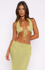 Lose My Shine Knit Halter Top Apple