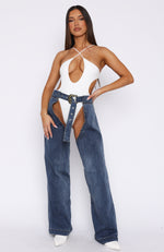 She's Most Wanted Denim Chaps Mid Blue Wash