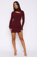 Light Up The Skies Long Sleeve Mini Dress Wine