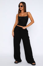 Live It Up Linen Pants Black