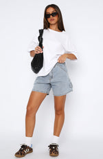 Time Well Spent Denim Shorts Light Blue