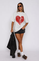 Love Burst Oversized Tee Grey Marle