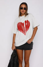 Love Burst Oversized Tee Grey Marle