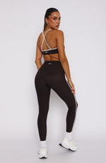 Core Workout High Waisted Leggings Espresso/Cream