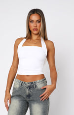 Out Of Touch Halter Top White