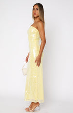 Totally Clueless Strapless Maxi Dress Lemon