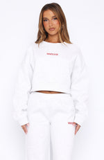 Trading Places Cropped Sweater Grey Marle