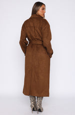 Crowned Chaos Faux Suede Trench Almond