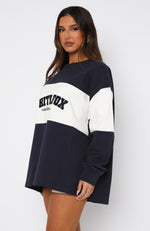 Need You More Long Sleeve Oversized Tee Navy