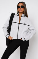 Sign Me Up Zip Front Sweater Grey Marle