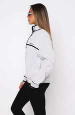 Sign Me Up Zip Front Sweater Grey Marle