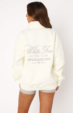 Blind Sided Zip Front Sweater Off White