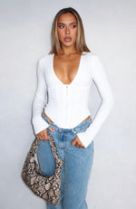 In Pursuit Long Sleeve Corset White