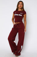 Ready To Go Wide Leg Sweatpants Burgundy
