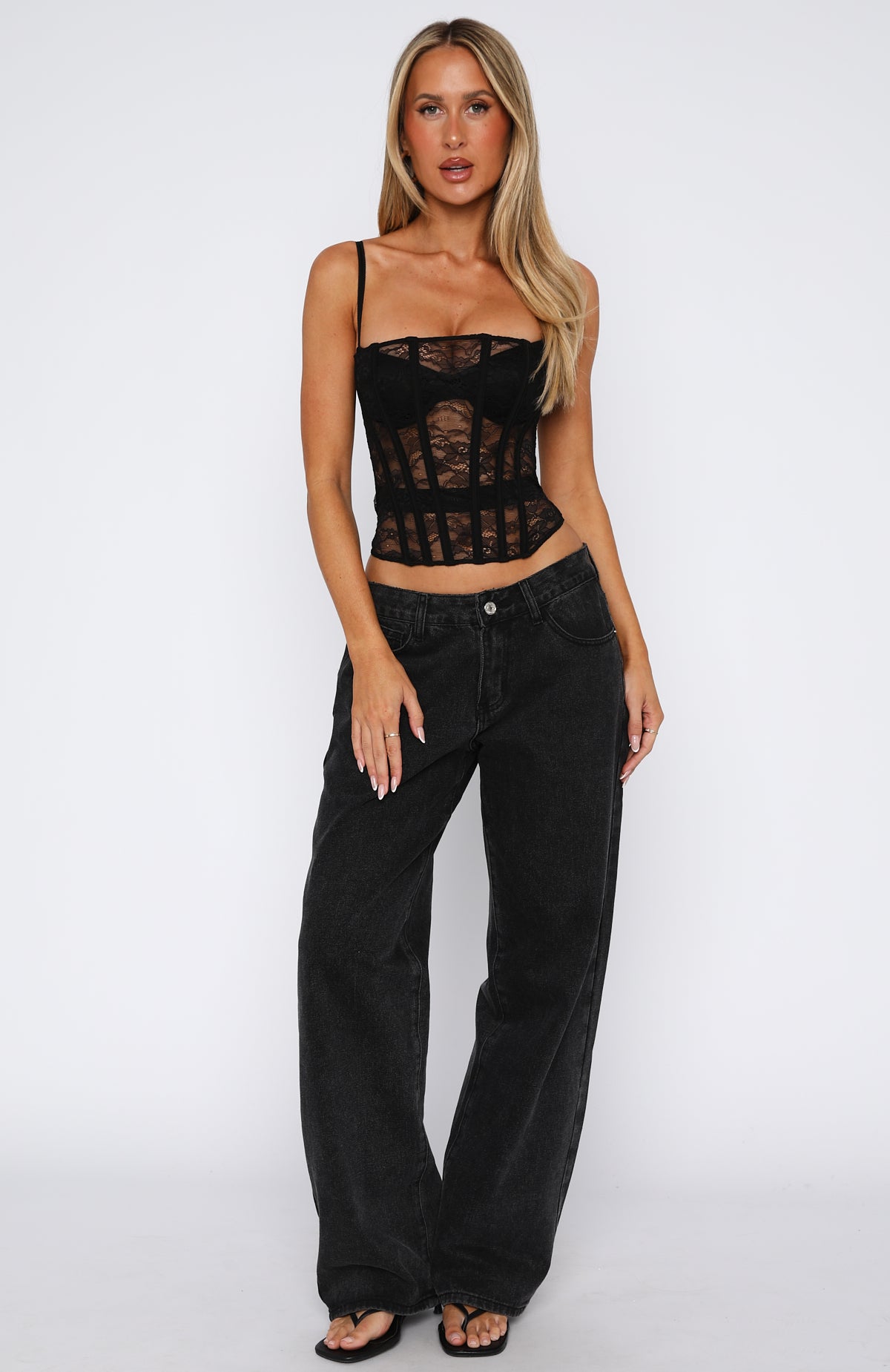 I'm Irreplaceable Lace Bustier Black | White Fox Boutique UK