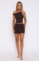 Pop Prism Embellished Mini Skirt Chocolate