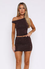 Pop Prism Embellished Mini Skirt Chocolate