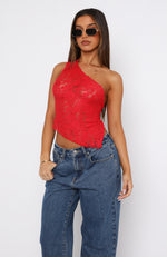 It's  A Love Story Lace Top Red