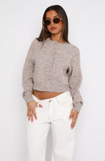 Warm Whispers Knit Cardigan Taupe