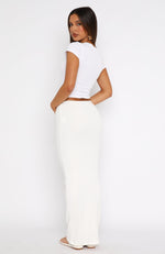 Flirtatious Ribbed Maxi Skirt White