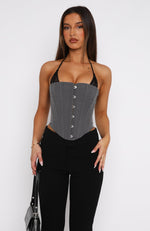 Fake Friends Bustier Charcoal