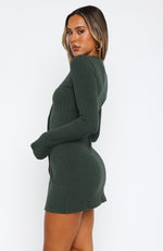 Live In The Moment Long Sleeve Mini Dress Dark Green