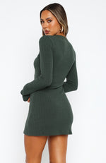 Live In The Moment Long Sleeve Mini Dress Dark Green