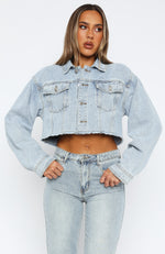 Lightspeed Cropped Denim Jacket Light Blue Wash