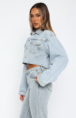 Lightspeed Cropped Denim Jacket Light Blue Wash