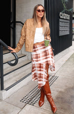 Crazy Romantic Midi Skirt Chocolate Plaid