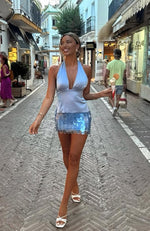 Forgiven Aura Shell Mini Skirt Blue