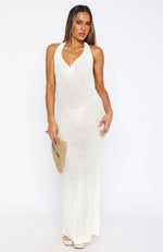 Romantic Lover Knit Maxi Dress White