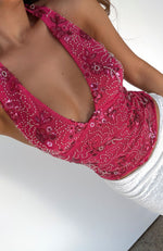 You Can Be Mine Beaded Top Pink