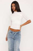 Quiet Crush 3/4 Sleeve Top Off White