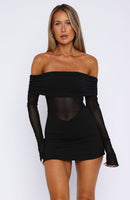 Own Your Story Long Sleeve Mini Dress Black