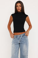No Apologies Needed High Neck Top Black