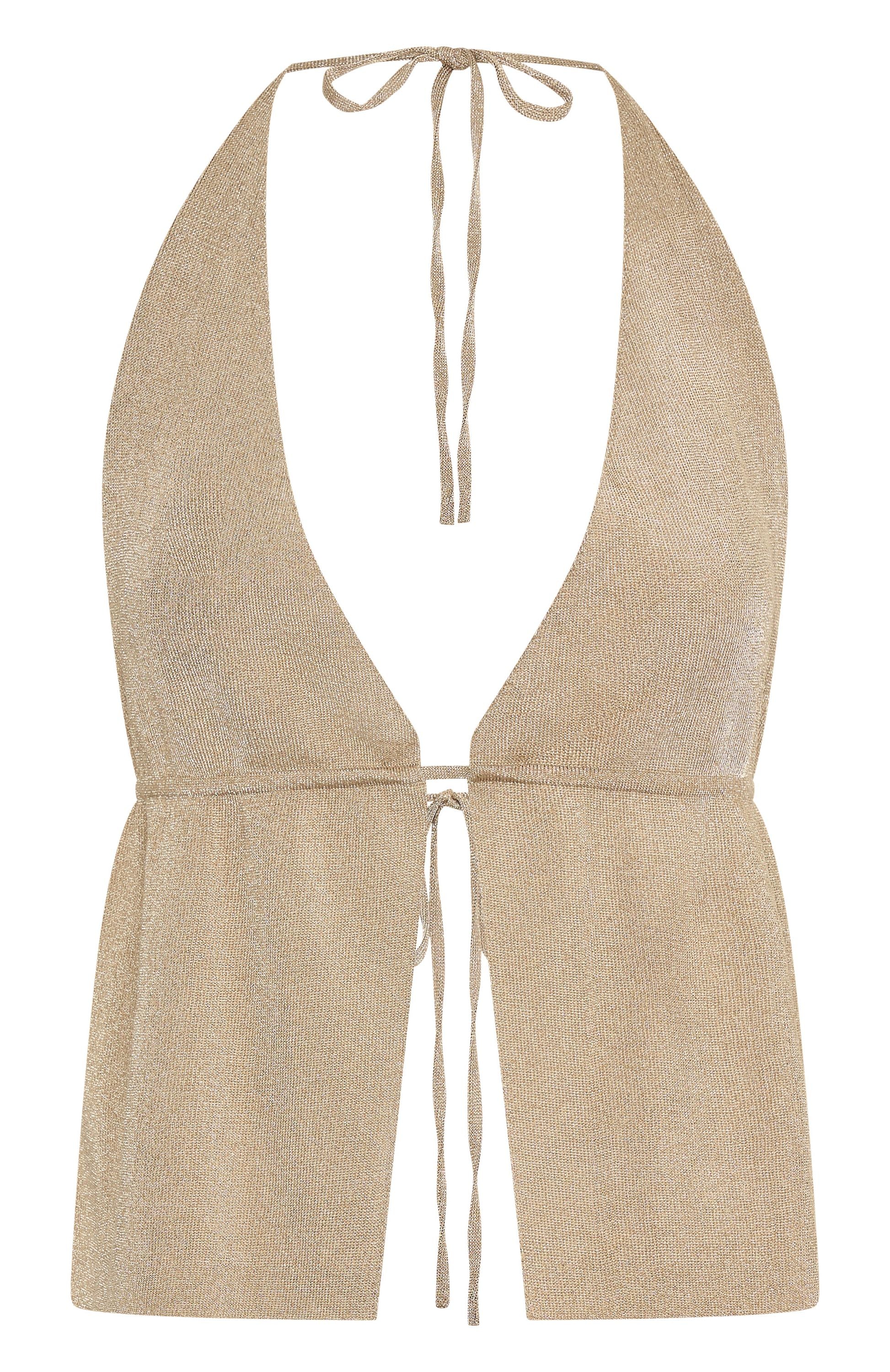 Halter Top INDOMARIO Perles Bois Ivoire - Beige Taille S/M - été Bohème