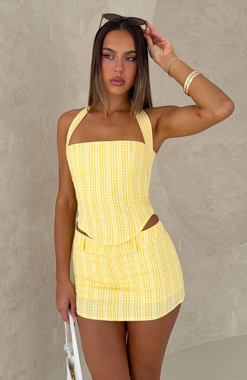 Unsaid Words Halter Bustier Lemon