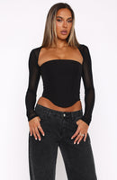 Notice Me Long Sleeve Bustier Black