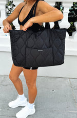 Always Moving Quilted Tote Bag Black