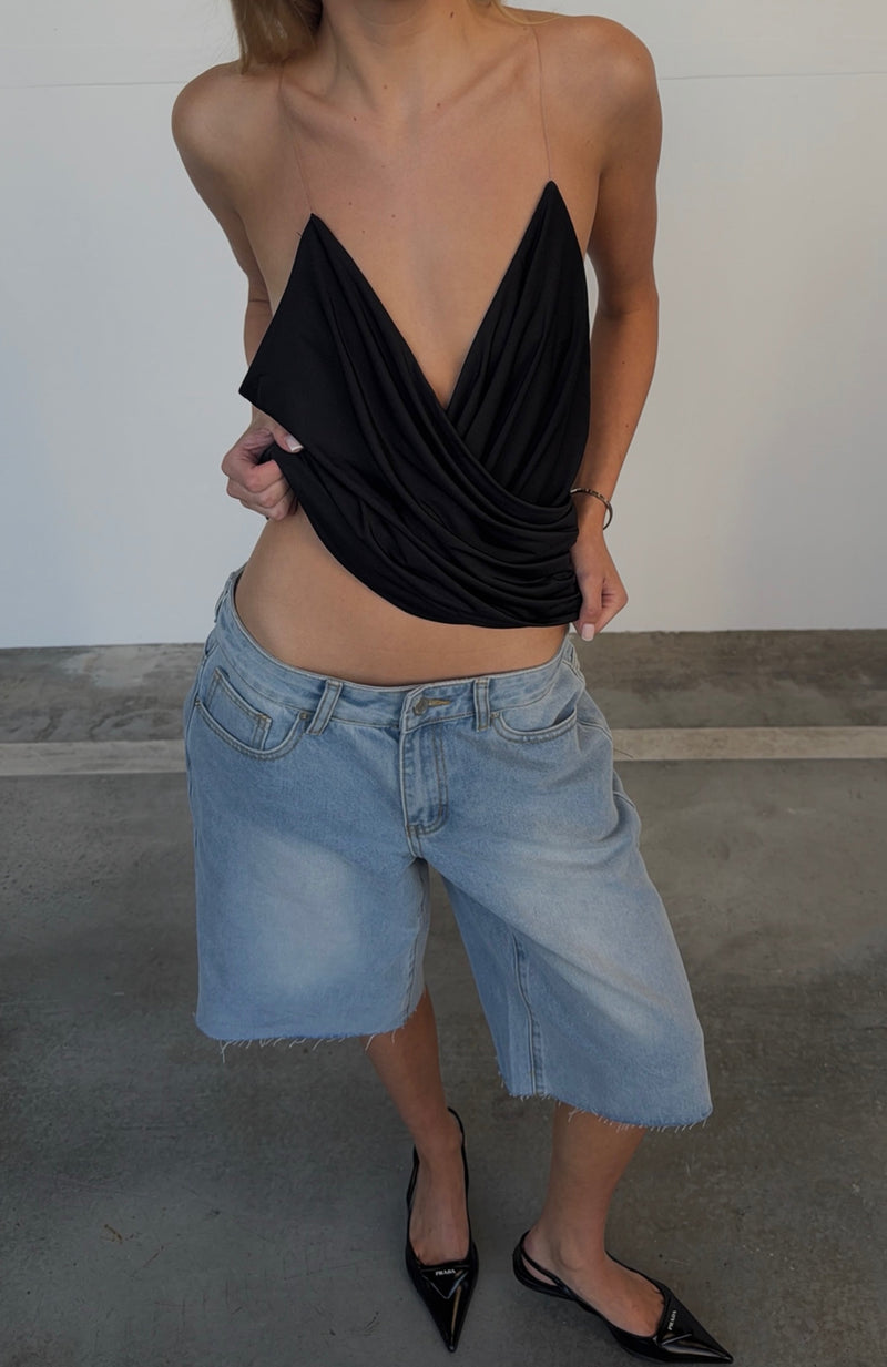 Divine On You Invisible Strap Top Black