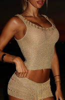 La Luna Beaded Knit Top Gold