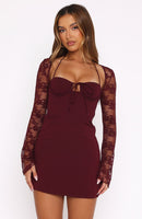 Won't Hide Long Sleeve Mini Dress Wine