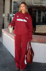 Ready To Go Wide Leg Sweatpants Burgundy
