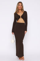 Thinking Clearly Long Sleeve Maxi Dress Chocolate