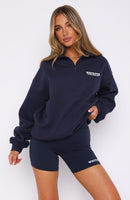 Standing On Business Zip Front Sweater Navy